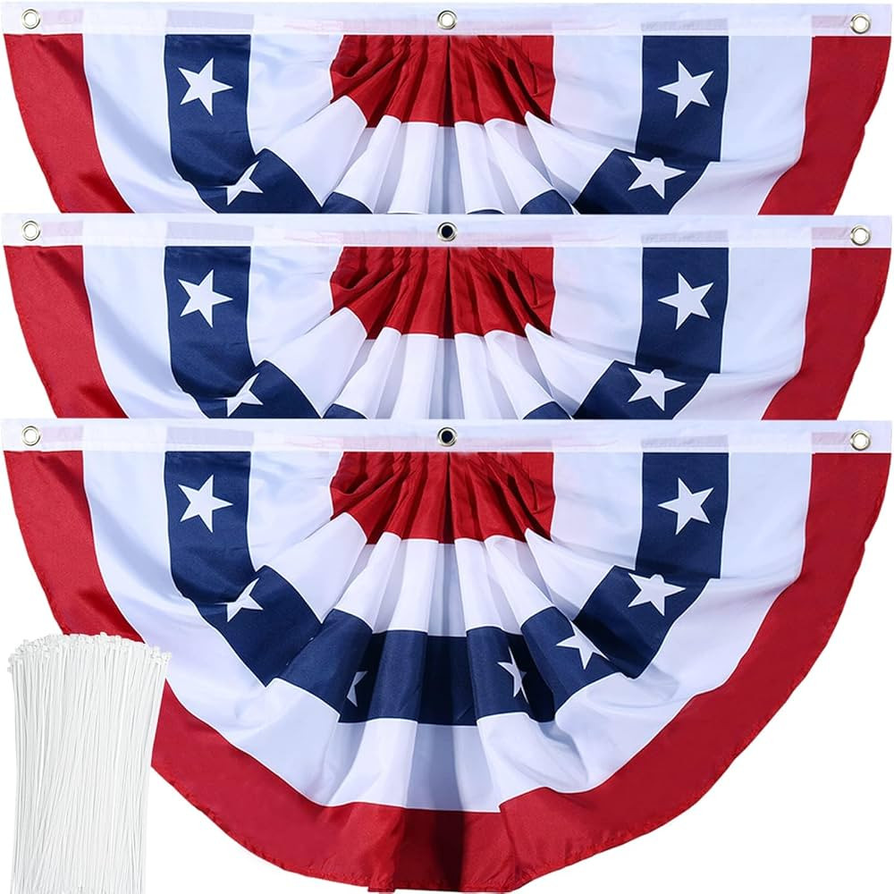American Flag Bunting Patriotic Pleated Fan Flag USA Flags with Brass Grommets and Zip Ties for 4... | Amazon (US)