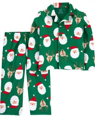 carter's® 2-Piece Santa Coat-Style Fleece Pajama Set in Green | buybuy BABY | buybuy BABY
