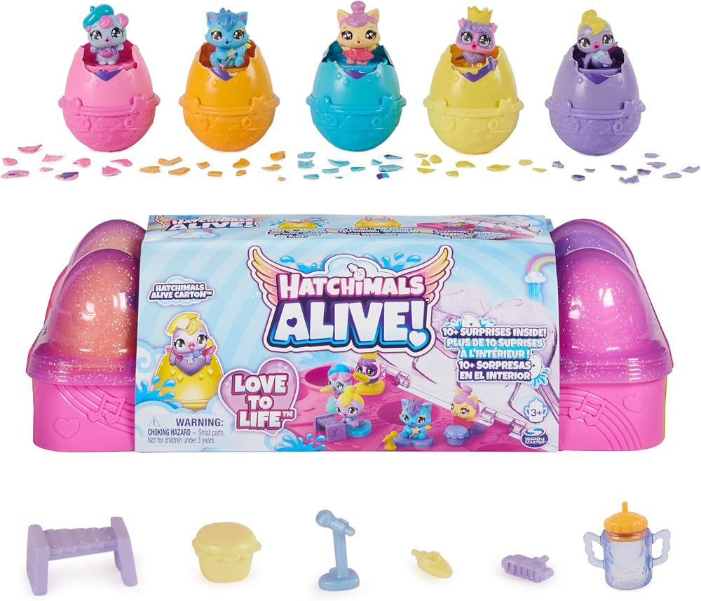 Hatchimals Alive, Egg Carton Toy with 5 Mini Figures in Self-Hatching Eggs, 11 Accessories, Stock... | Amazon (US)