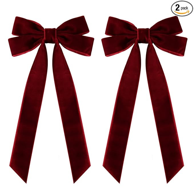 2PCS Velvet Hair Bows Red Hair Ribbon Clips Big Fall Alligator Clips Hair Accessories for Women G... | Amazon (US)