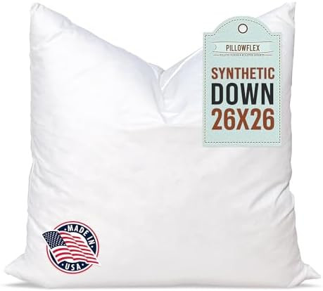 Pillowflex Synthetic Down Pillow Insert - 26x26 Down Alternative, Ultra Soft Large Square Europea... | Amazon (US)