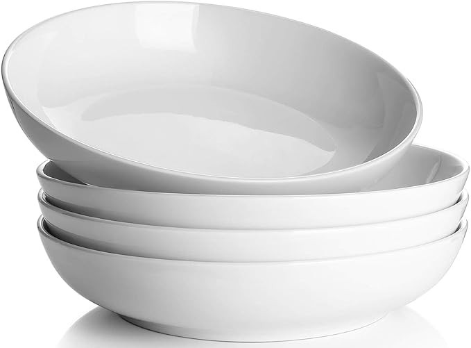 Y YHY Pasta Bowls 32oz, Ceramic Large Salad Serving Bowls, White Pasta Bowls Set, Shallow Soup Bo... | Amazon (US)