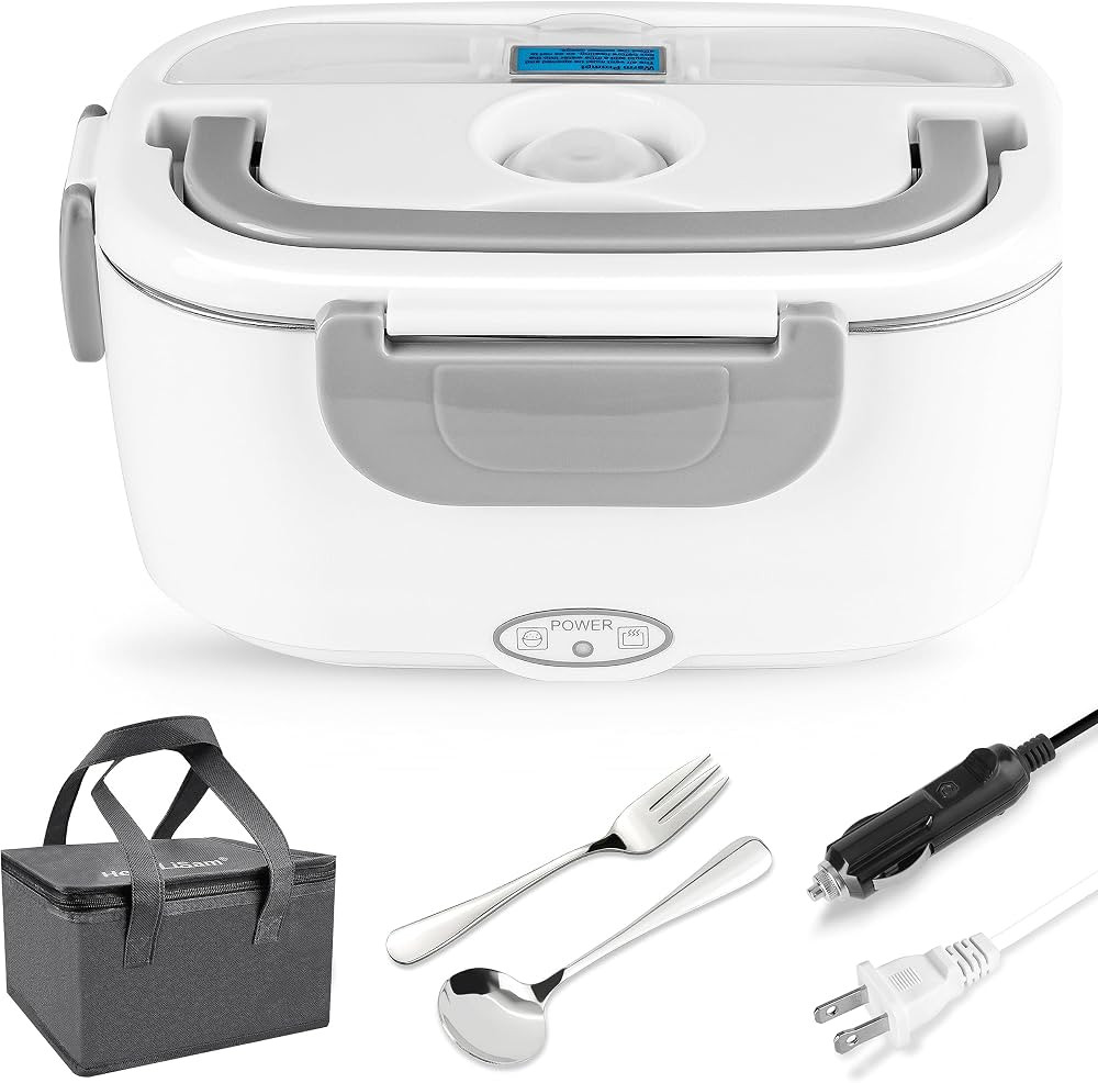 Electric Lunch Box 2 in 1, Food Heater Car and Home Use Portable 110V & 12V 60W - Stainless Steel | Amazon (US)