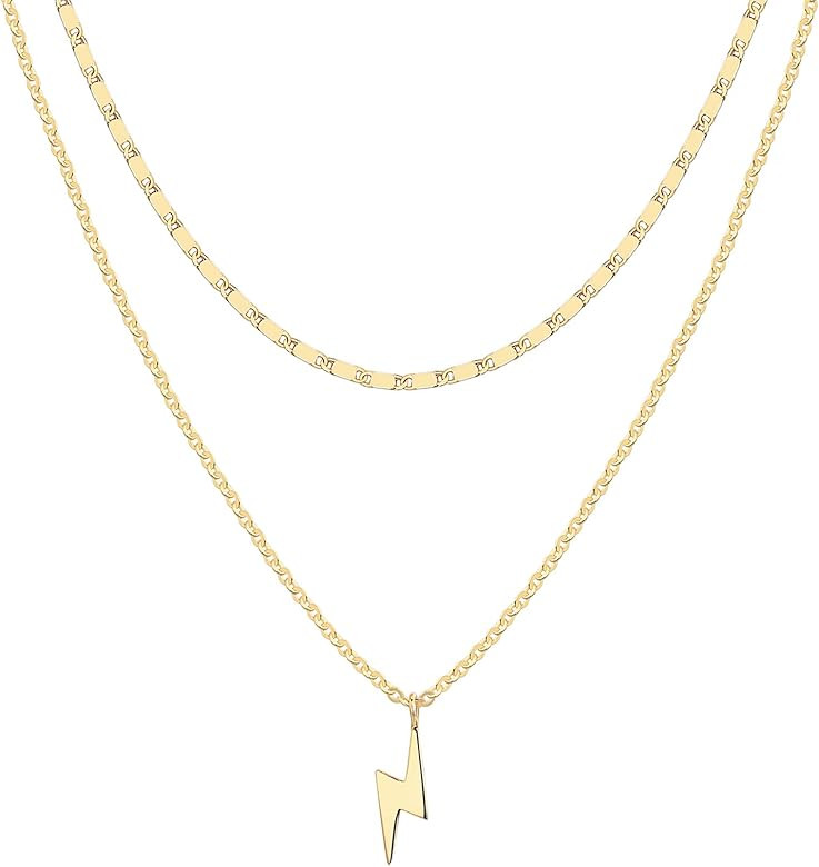 PAVOI 14K Gold Plated Layering Necklaces | Stylish Minimalist Design Pendant Necklaces | Butterfl... | Amazon (US)