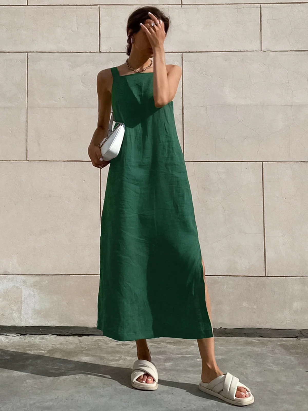 Minimalism Cotton Cami Long Dress | Commense
