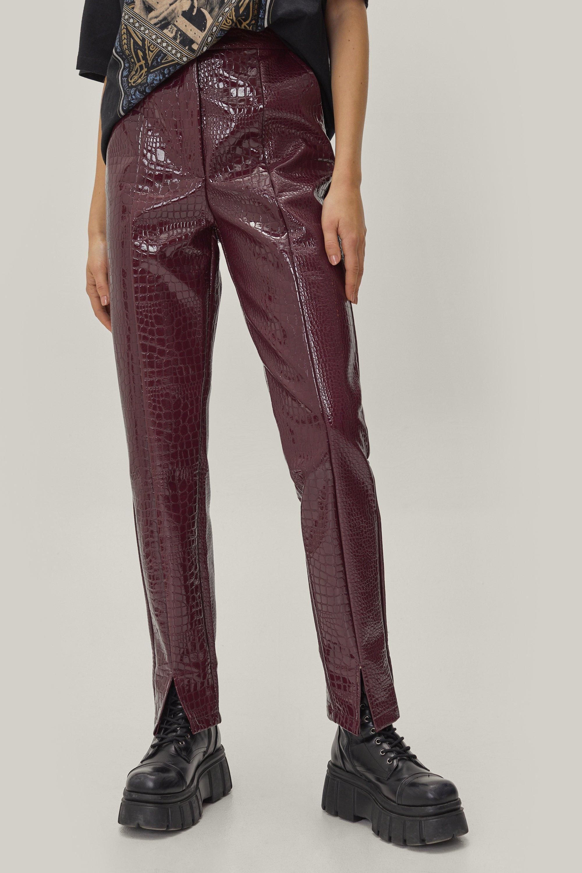 Faux Leather Croc Embossed Straight Leg Pants | Nasty Gal (US)