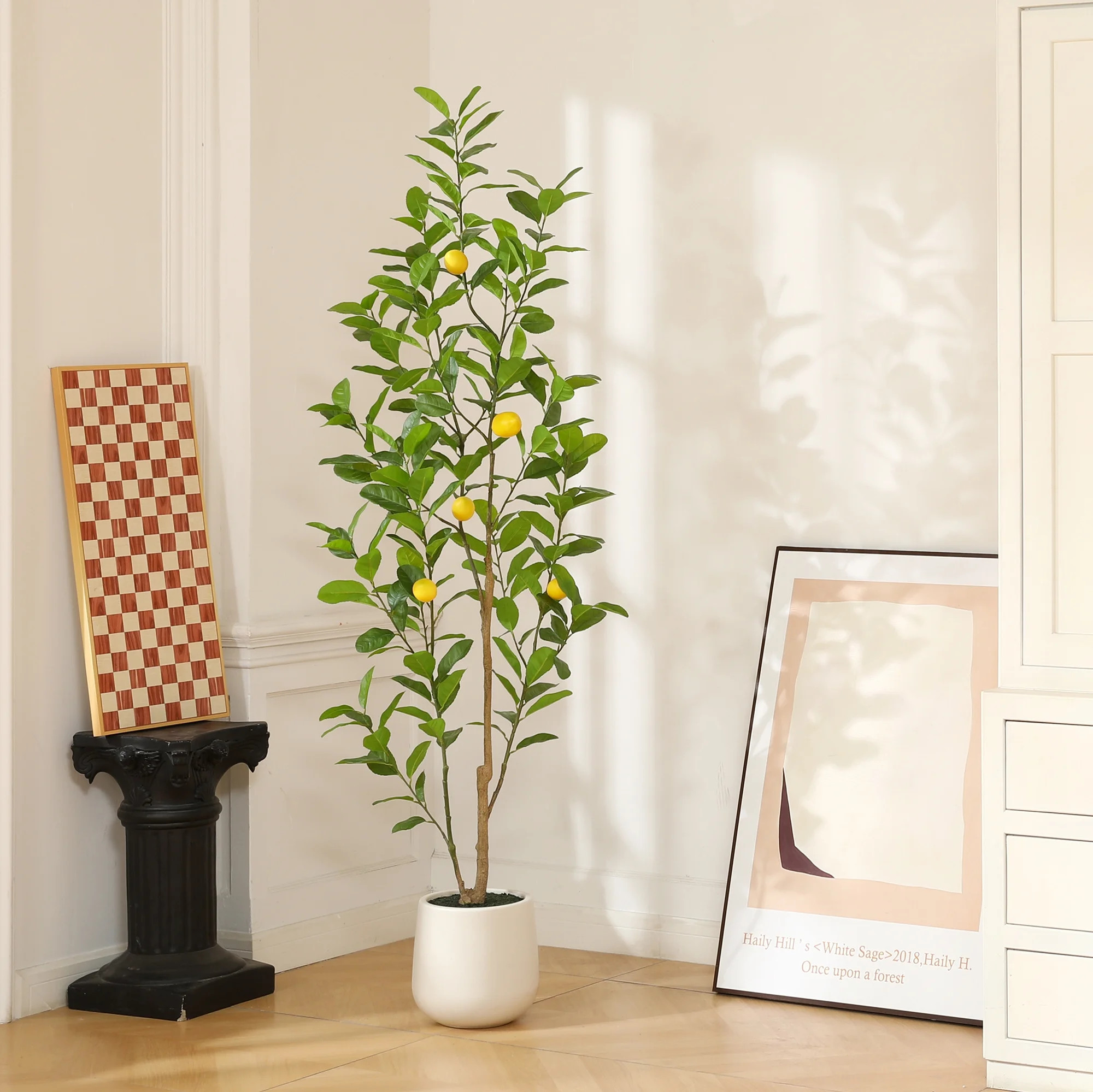 6ft Artificial Lemon Tree with Oval White Pot, Realistic Looking Foliage - Perfect for Home or Of... | Walmart (US)