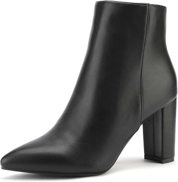 DREAM PAIRS Women's Chunky Heel Ankle Booties Pointed Toe Short Boots | Amazon (US)