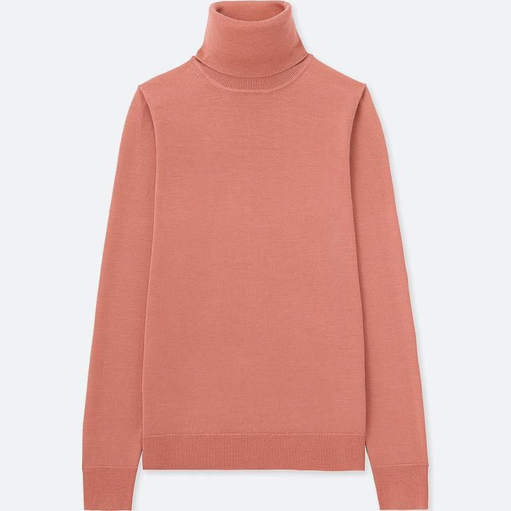 UNIQLO Women's Extra Fine Merino Turtleneck Sweater, Pink, XXS | UNIQLO (US)