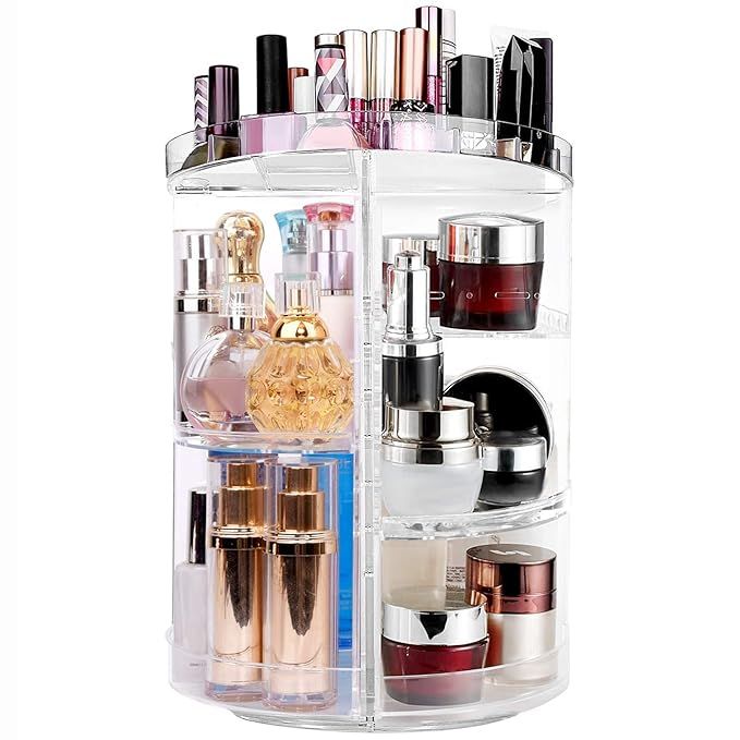 Makeup Organizer 360 Degree Rotating Large Capacity Cosmetic Storage Box 7 Layers Adjustable Shel... | Amazon (US)