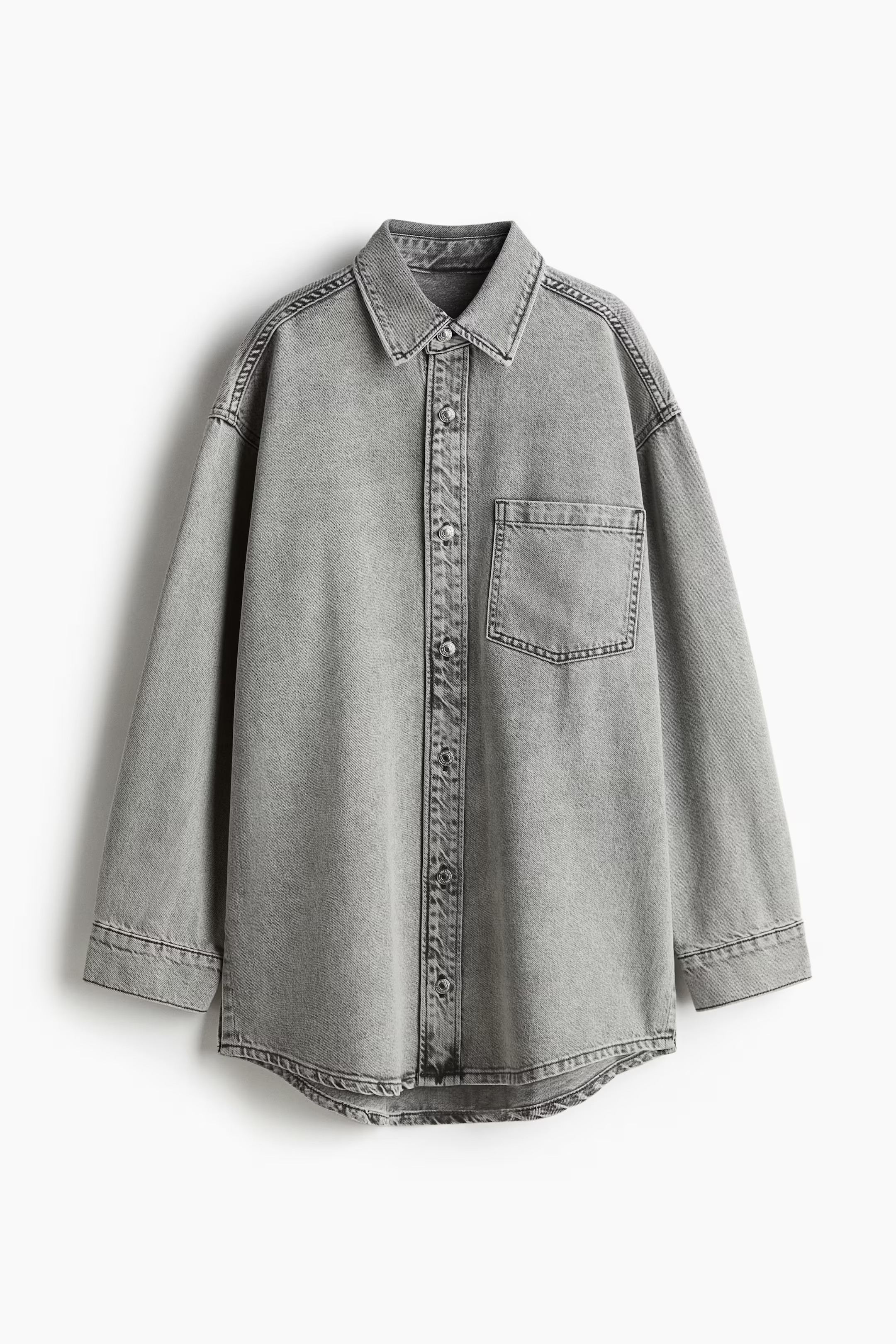 Feather Soft Oversized denim shirt - Grey - Ladies | H&M GB | H&M (UK, MY, IN, SG, PH, TW, HK)