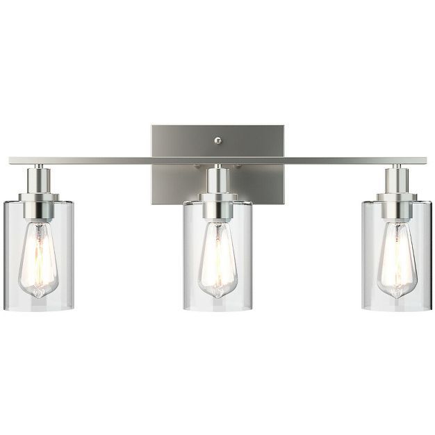 Costway 3-Light Wall Sconce Modern Bathroom Vanity Light Fixtures w/ Clear Glass Shade | Target
