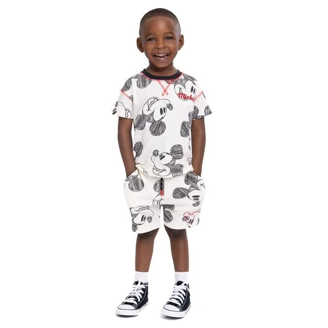 Mickey Mouse Toddler Boys Short Sleeve T-Shirt and Shorts Set, 2-Piece, Sizes 2T-5T | Walmart (US)