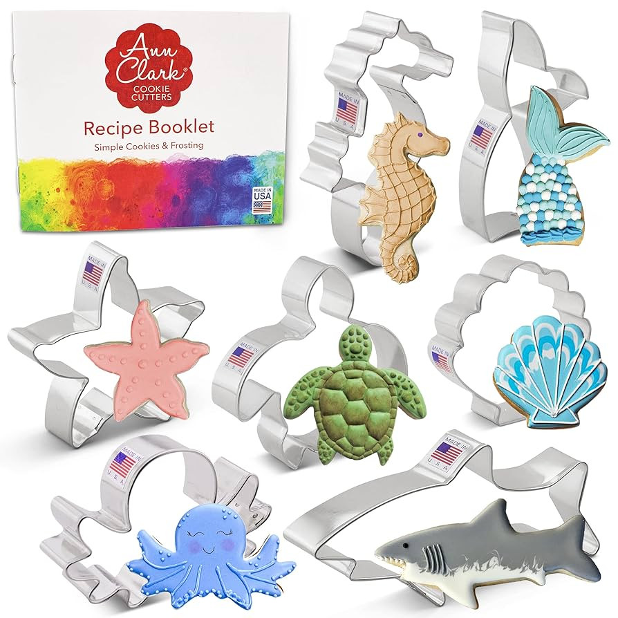 Under the Sea Cookie Cutters 7-Pc. Set Made in the USA by Ann Clark, Seashell, Starfish, Shark, T... | Amazon (US)