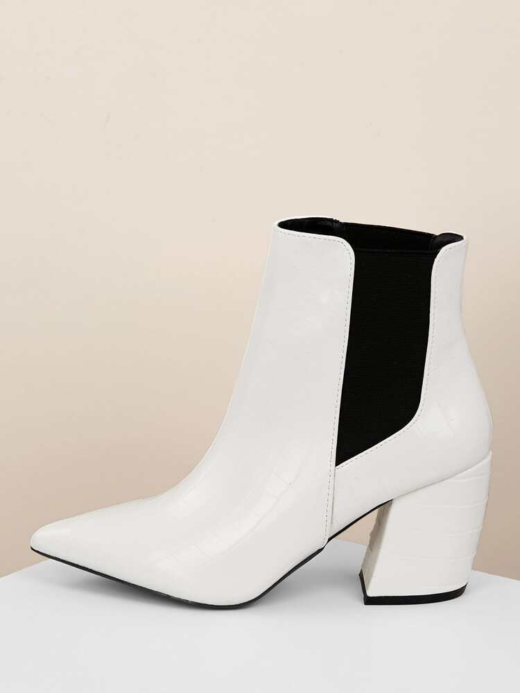 Pointed Toe Chunky Heel Bootie | SHEIN