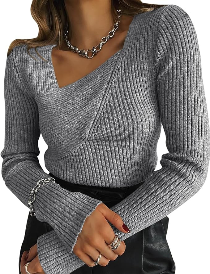 BTFBM Women Casual Long Sleeve Sweaters Slim Fit Comfy Solid Color Winter Fall Ribbed Knit Pullov... | Amazon (US)