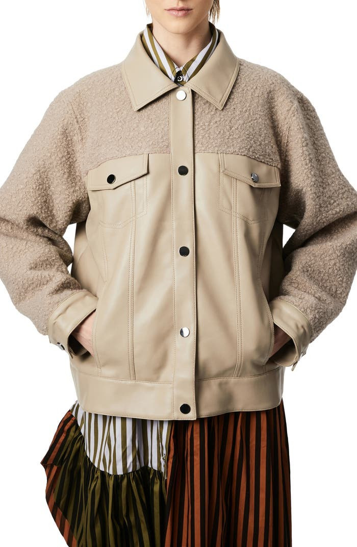 Faux Leather & Faux Shearling Trucker Jacket | Nordstrom | Nordstrom
