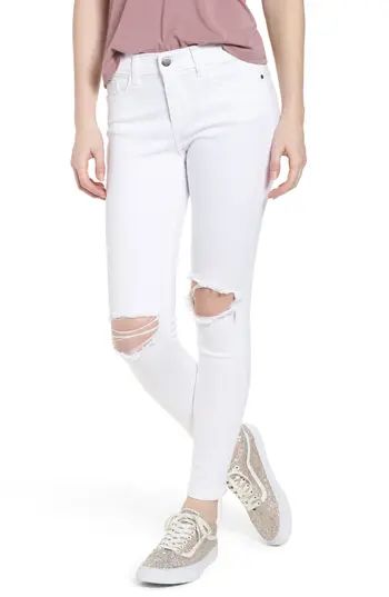 Women's Sp Black Open Knee Skinny Jeans, Size 25 - White | Nordstrom
