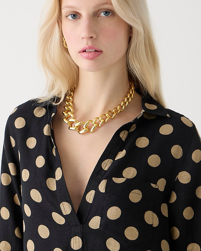 Bungalow maxi popover dress in dot linen | J. Crew US