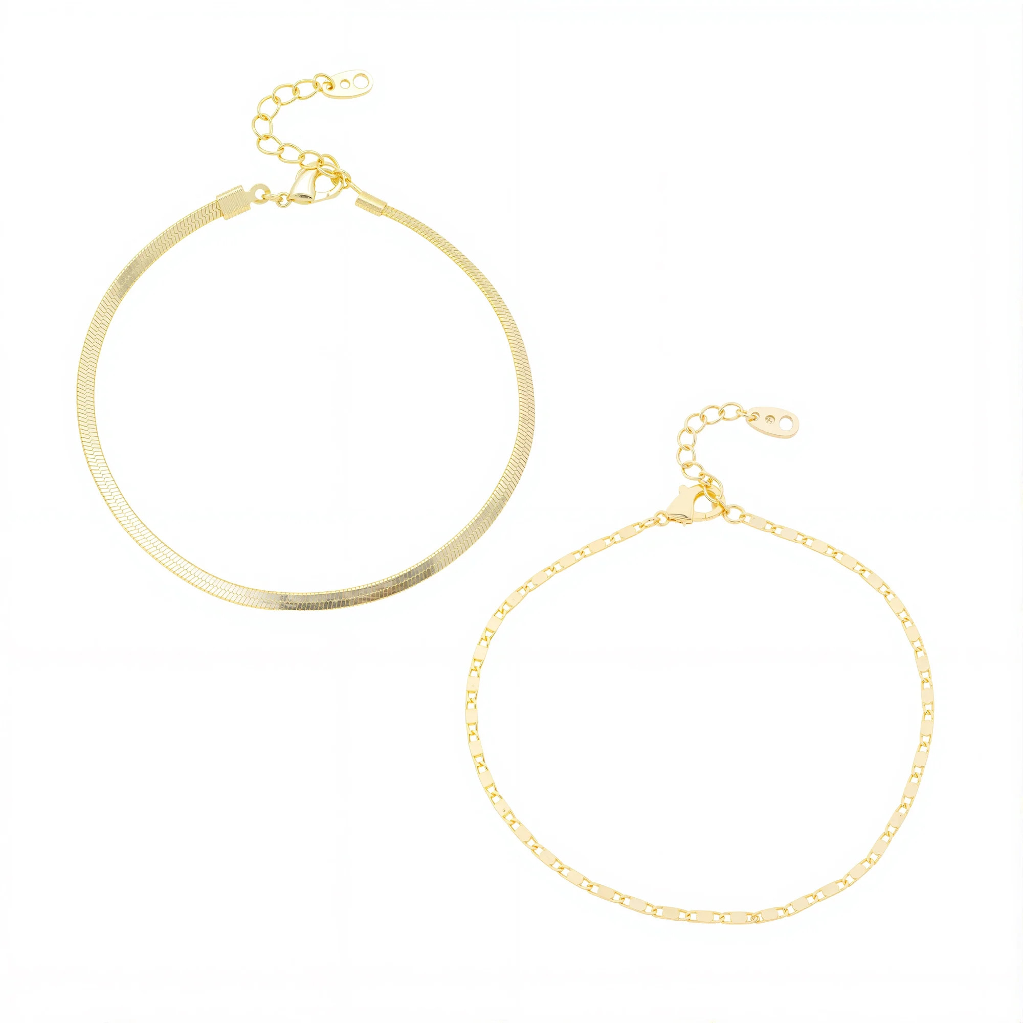 Free Assembly Women's Demi Fine 14K Gold Plated Herringbone Layered Bracelet Set, 2-Piece | Walmart (US)