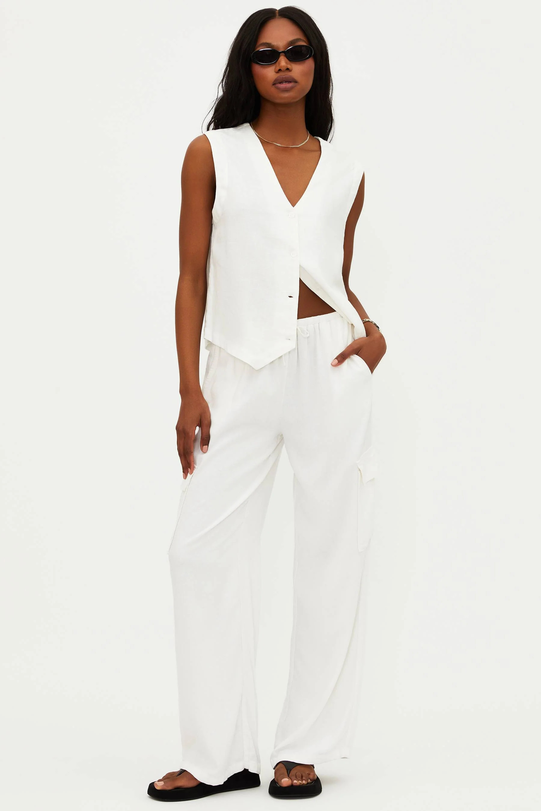 Amara Pant White Linen | Linen Pant | Beach Riot | Beach Riot