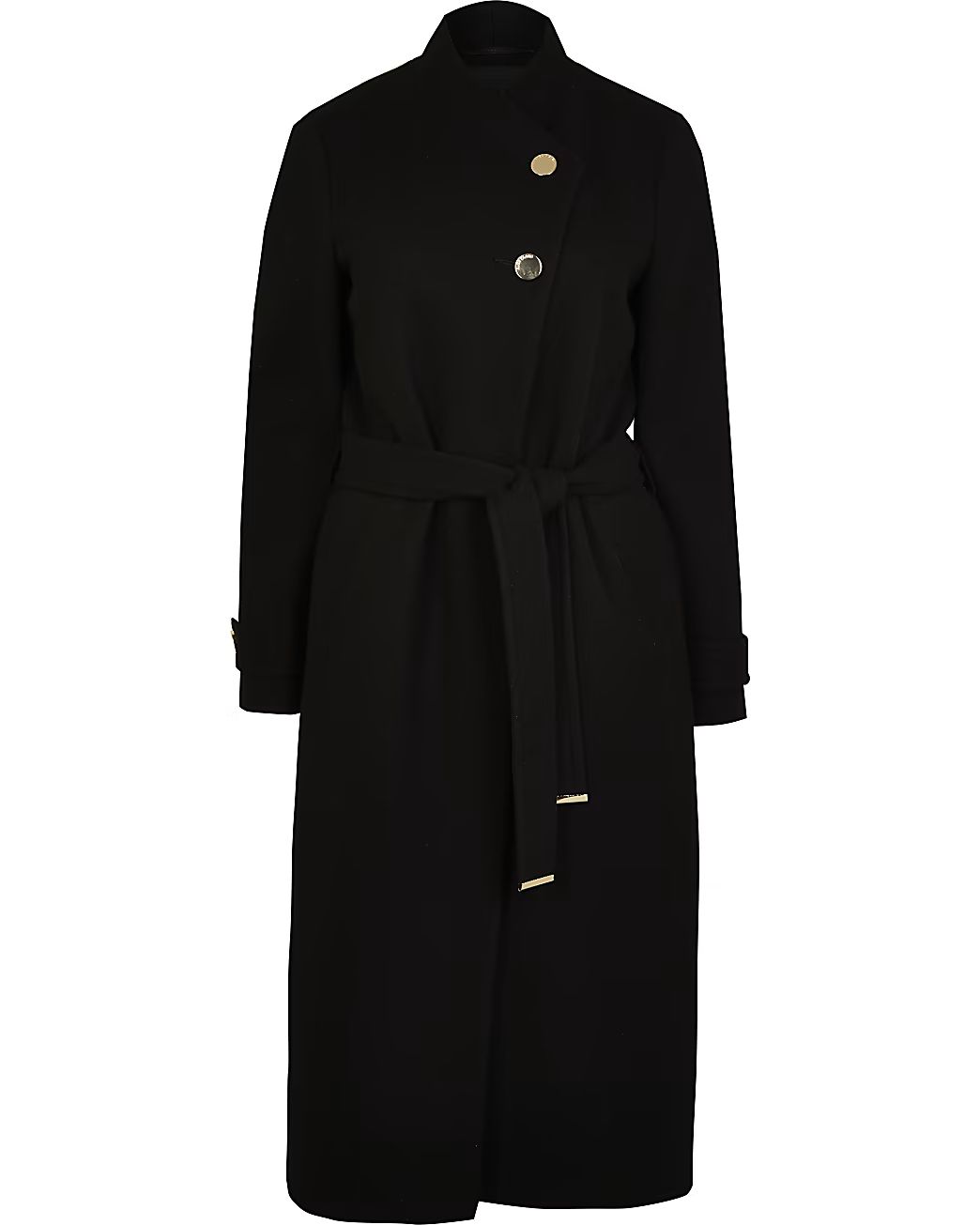 Black belted wrap coat | River Island (UK & IE)