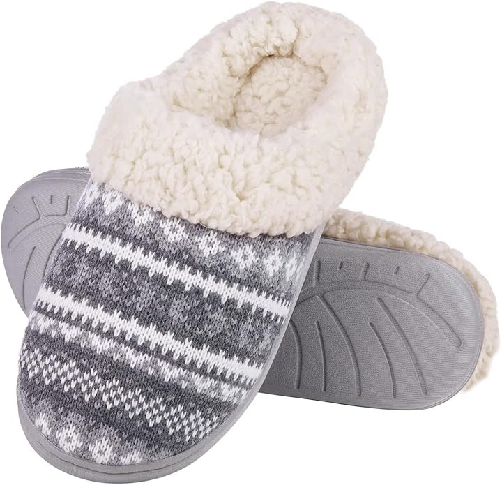 Evshine Warm Knit House Slippers for Women Comfy Fleece Lined Winter Slippers with Memory Foam an... | Amazon (US)