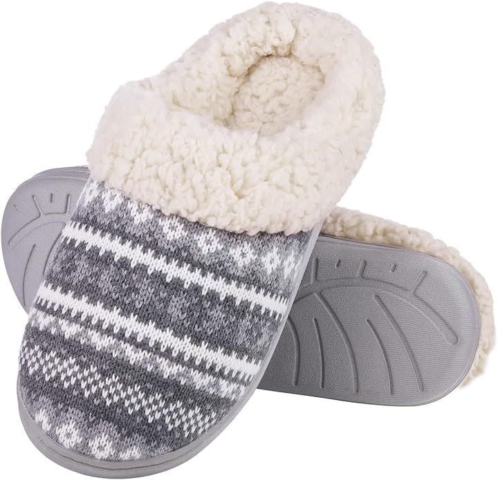 Evshine Warm Knit House Slippers for Women Comfy Fleece Lined Winter Slippers with Memory Foam an... | Amazon (US)