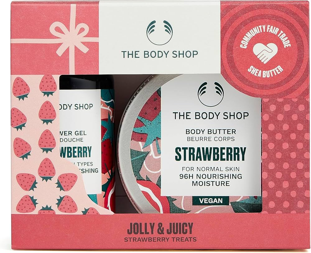 The Body Shop Jolly & Juicy Strawberry Treats Body Care Holiday Gift Set, Vegan, 2-Piece Set | Amazon (US)