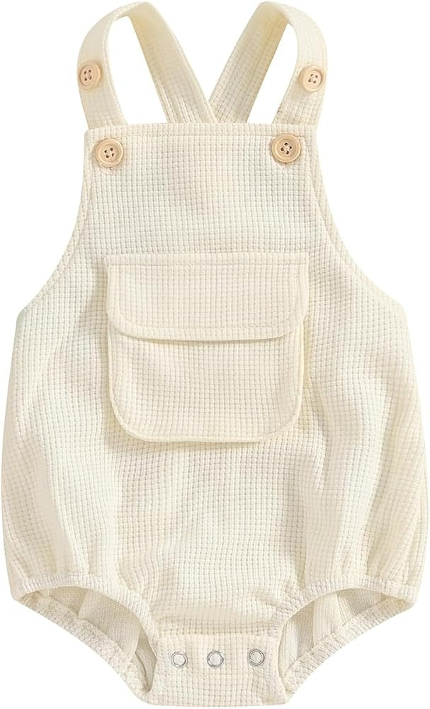 Kuriozud Newborn Infant Baby Boy Girl Romper Plain Bodysuit Backless Strap Clothes | Amazon (US)
