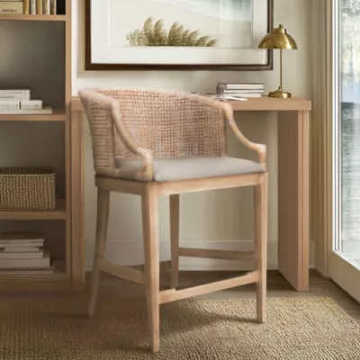 Martha Stewart Playa Handcrafted Rattan & Wood Counter Stool 25" H | Belk