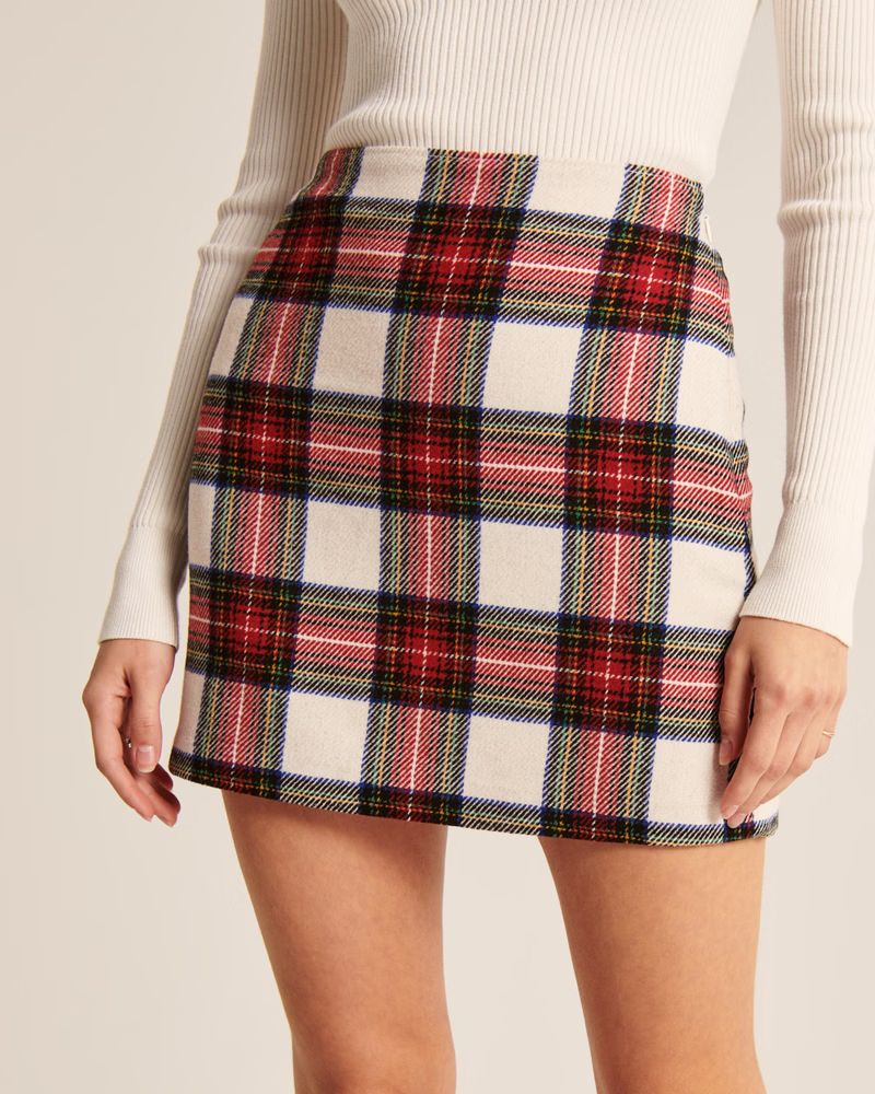 Wool-Blend Plaid Mini Skirt | Abercrombie & Fitch (US)