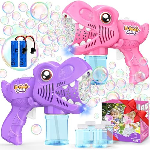 Yunaking Toys for Girls Gift Ages 3-8: Bubble Gun for Kids 2 Rechargeable Dino Bubble Machine for Toddlers 3-5 Ages 4-8 with Light Easter Basket Stuffers Outoor Birthday for 4-6 Year | Amazon (US)
