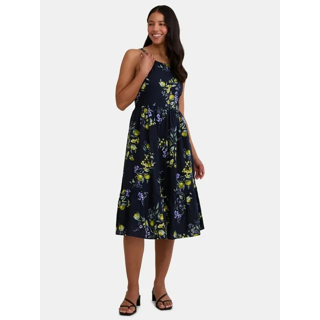 Time and Tru Women's Tie Back Midi Dress, Sizes XS-XXXL | Walmart (US)