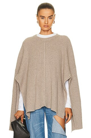 Peter Do Crew Neck Cape Sweater in Grey | FWRD 