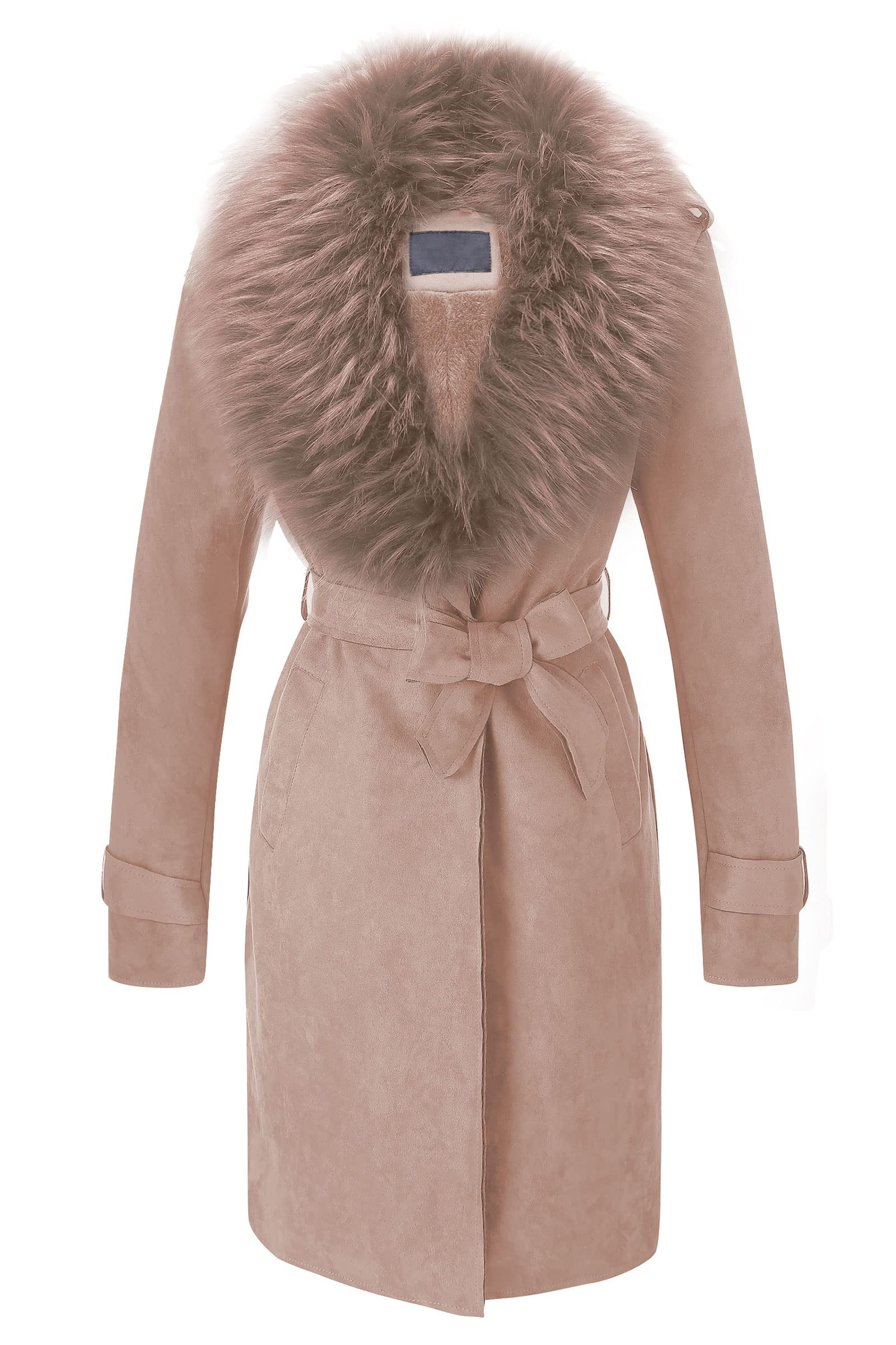 Bellivera Womens Faux Suede Leather Long Jacket, Fall and Winter Fashion Trench Coat Cardigan with D | Amazon (US)