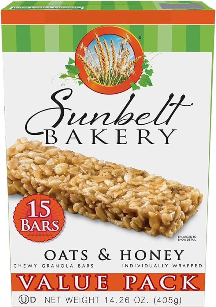 Sunbelt Bakery Oats & Honey Chewy Granola Bars, 15-1.0 OZ Bars (1 Box) | Amazon (US)