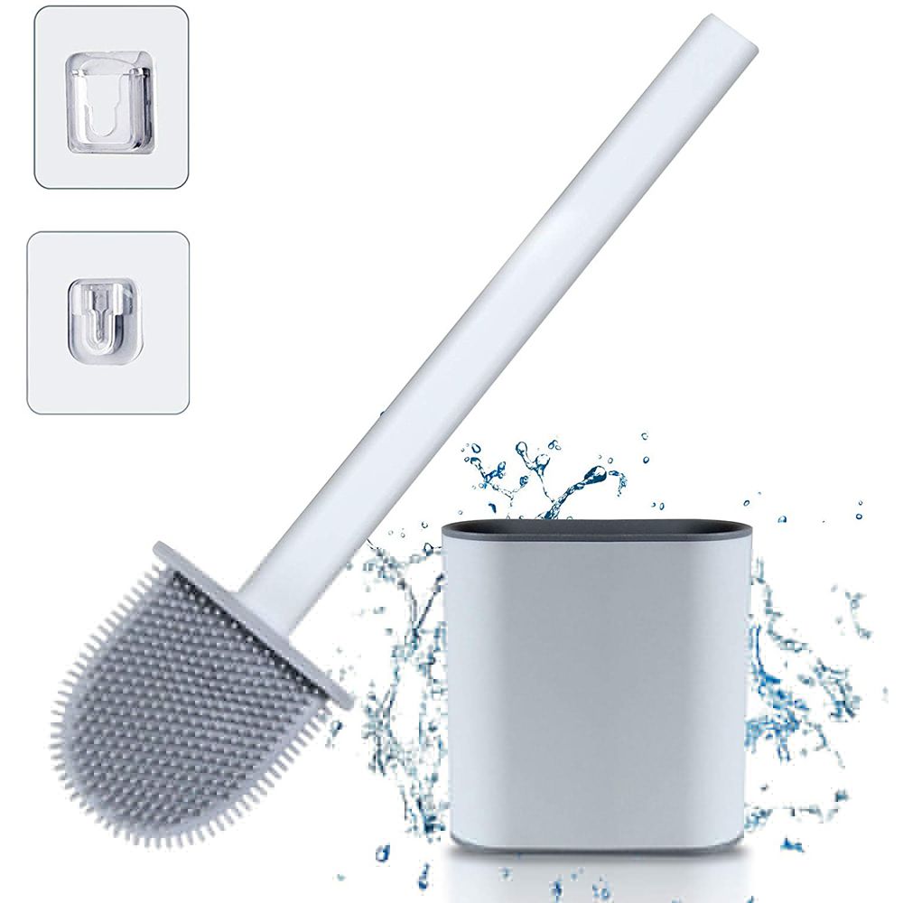 CFX Toilet Brush With Holder(White) - Silicone Toilet Brush With No-Slip Long Plastic Handle And Qui | Walmart (US)