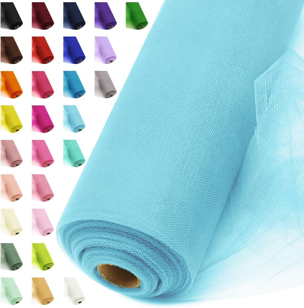 54" by 20 Yards Tulle Fabric Rolls Blue Tulle Ribbon Tutu Spool Bolt for DIY Wedding Decoration B... | Amazon (US)