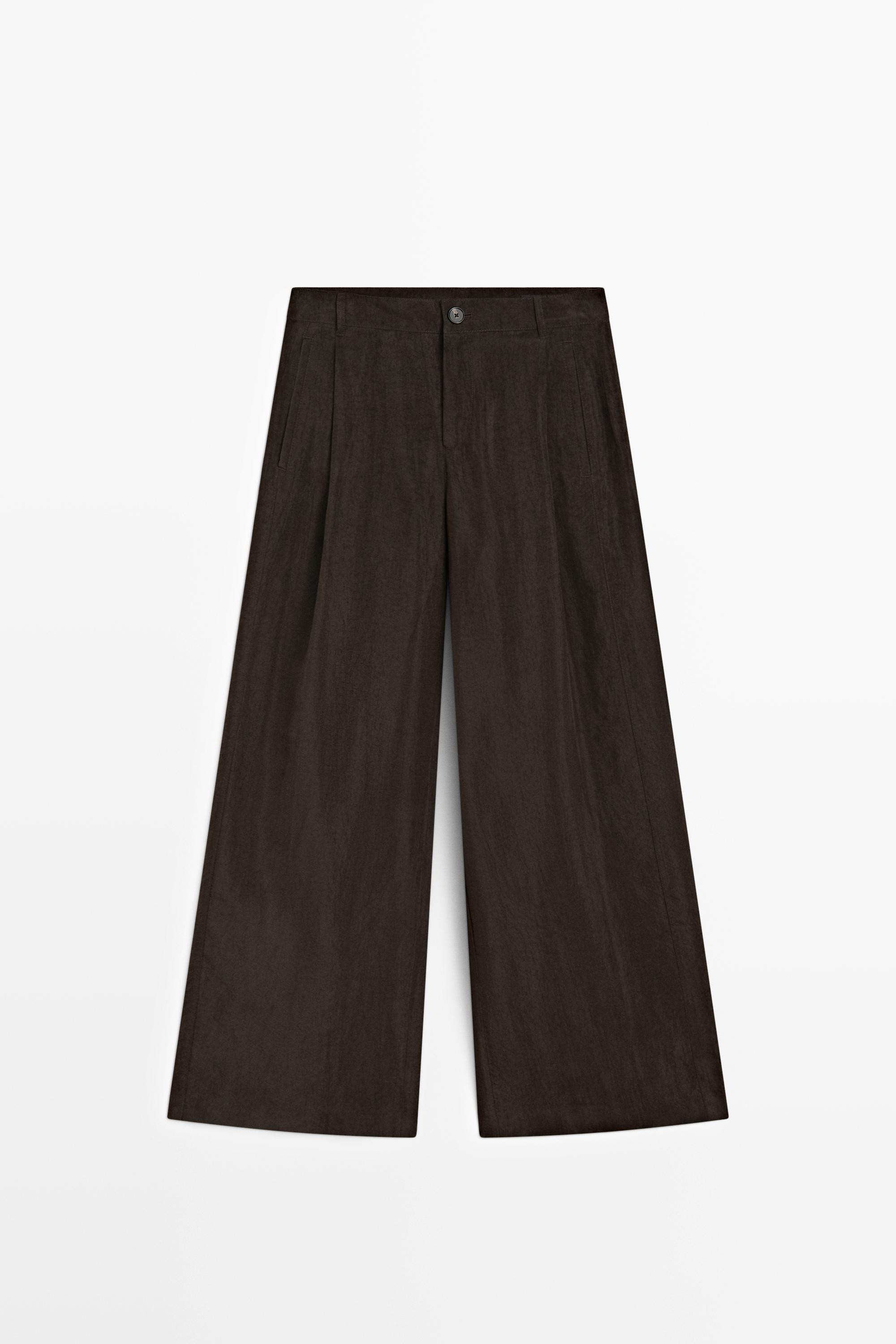 Wide-leg flowing trousers with darts | Massimo Dutti UK