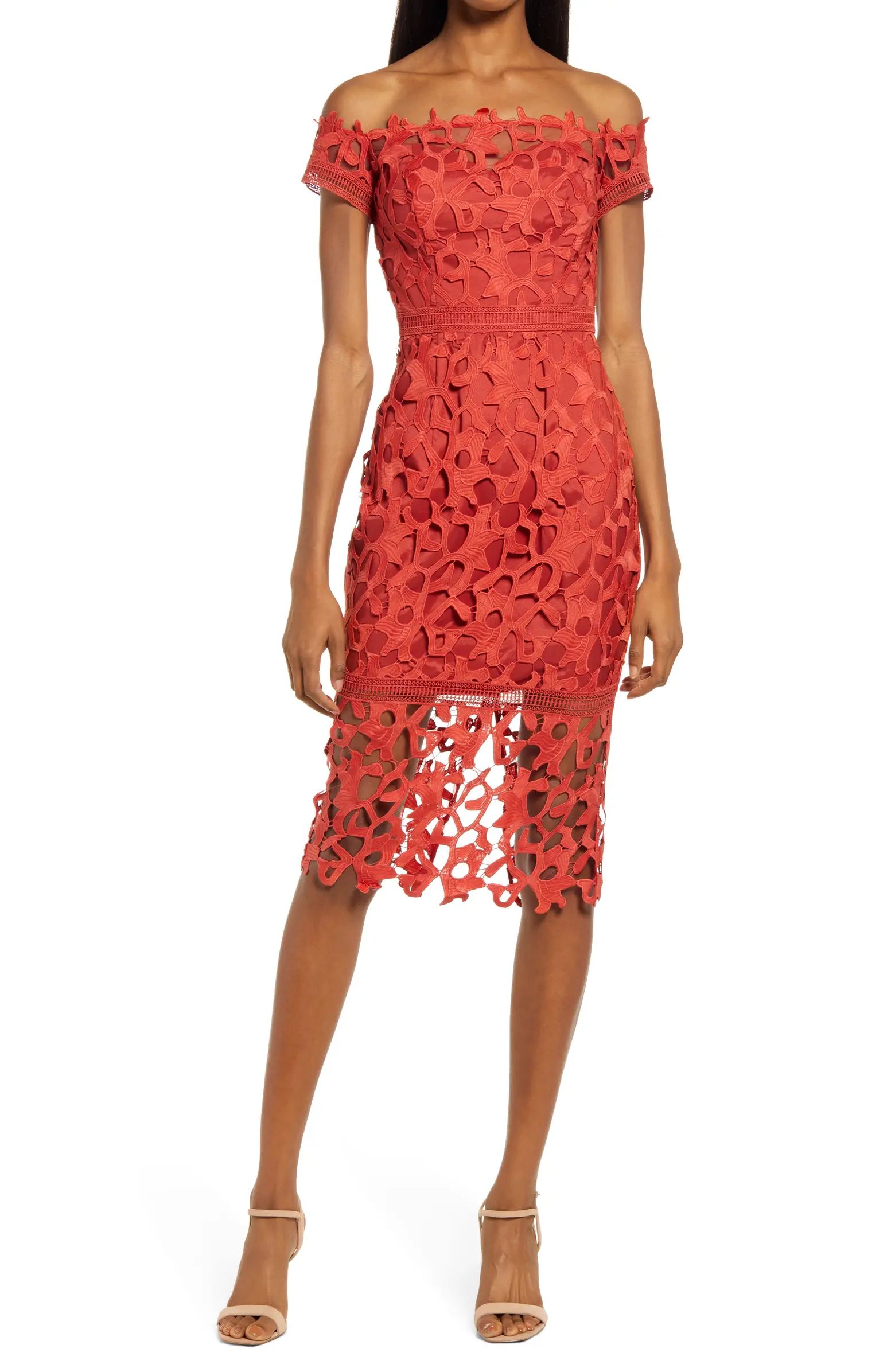 Off the Shoulder Crochet Lace Body-Con Dress | Nordstrom