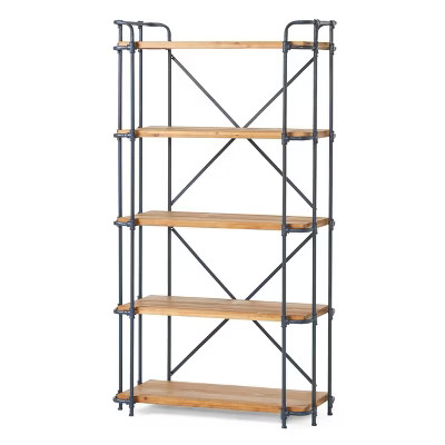 Christopher Knight Home Yorktown 66.75 in 5-Shelf Industrial Bookcase, the french library shelving dupe
