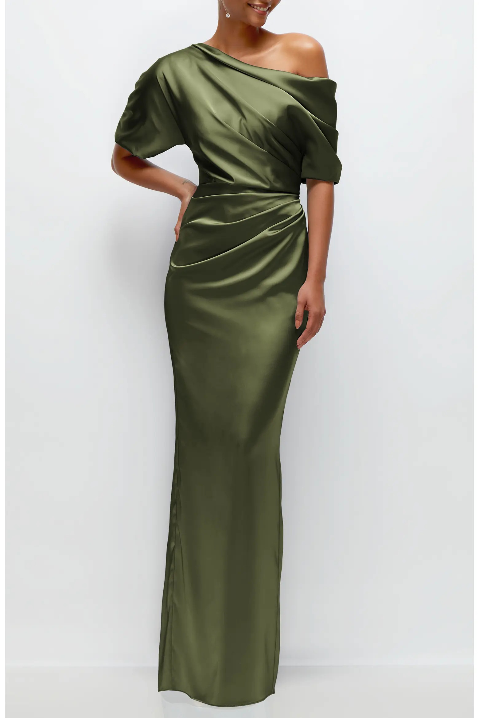 Ruched One-Shoulder Satin Gown (Women) | Nordstrom | Nordstrom