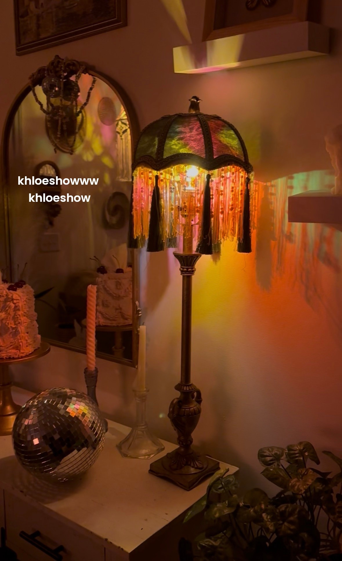 This lampshade is so beautiful BUT the wiring had to be deconstructed inside because it wouldn’t fit on ANY lamp in my house😅 but the outside is stunning and it was worth the construction. 🦺😂