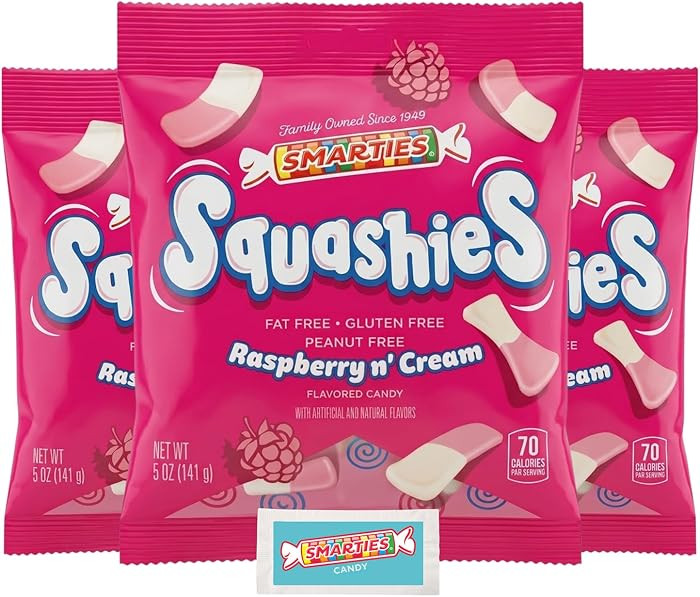 Smarties Squashies Foam Marshmallows Gummy Candies & Smarties Sample Packet Variety Pack - Raspbe... | Amazon (US)