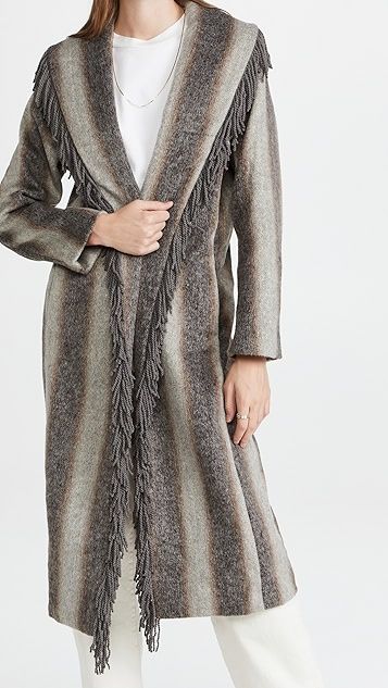 Linda Fringe Coat with Gradient Stripes | Shopbop