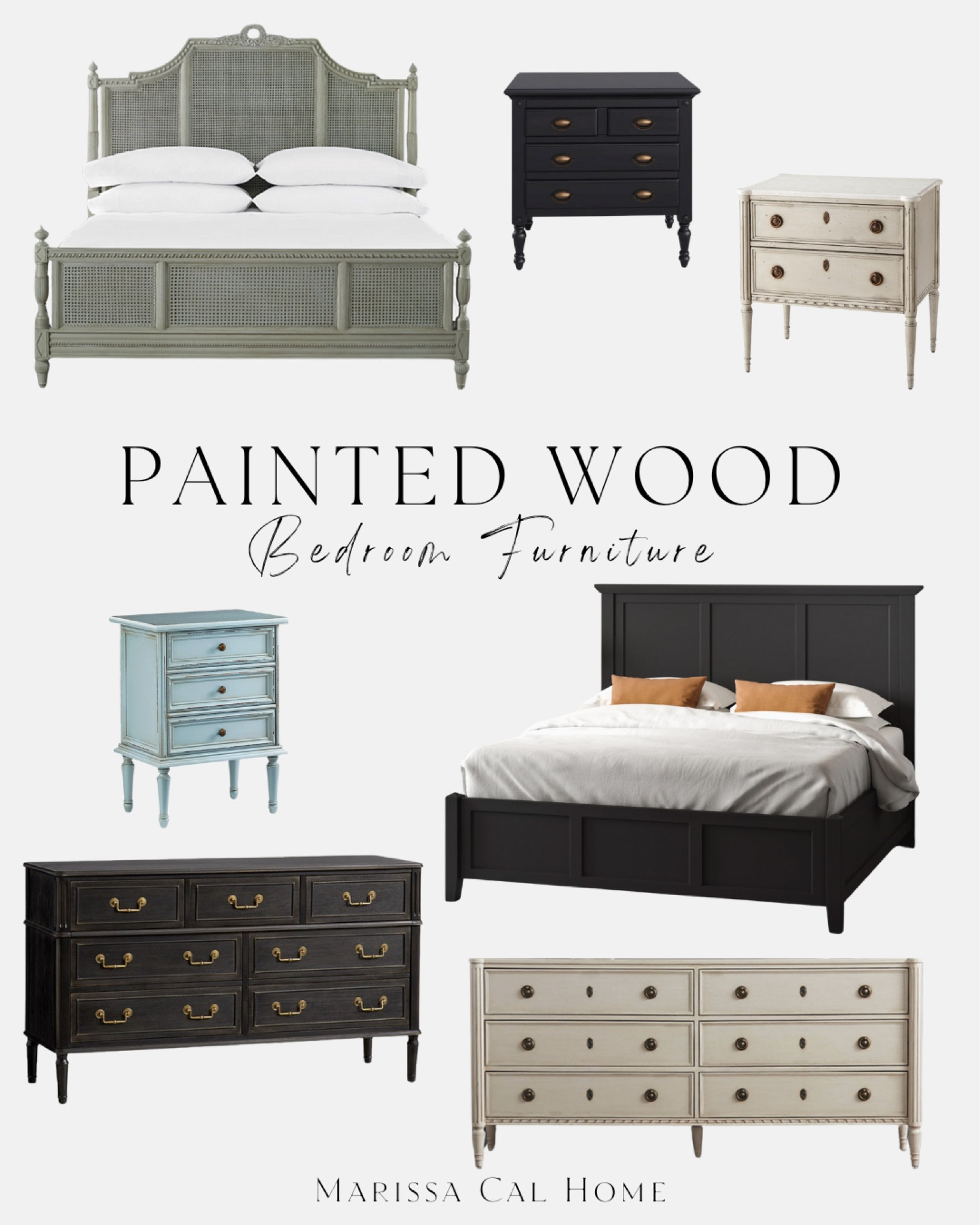 Painted // colorful bedroom furniture // mix and match furniture series // timeless // vintage // cane bed // large dresser // nightstand // French country vibes

#LTKhome