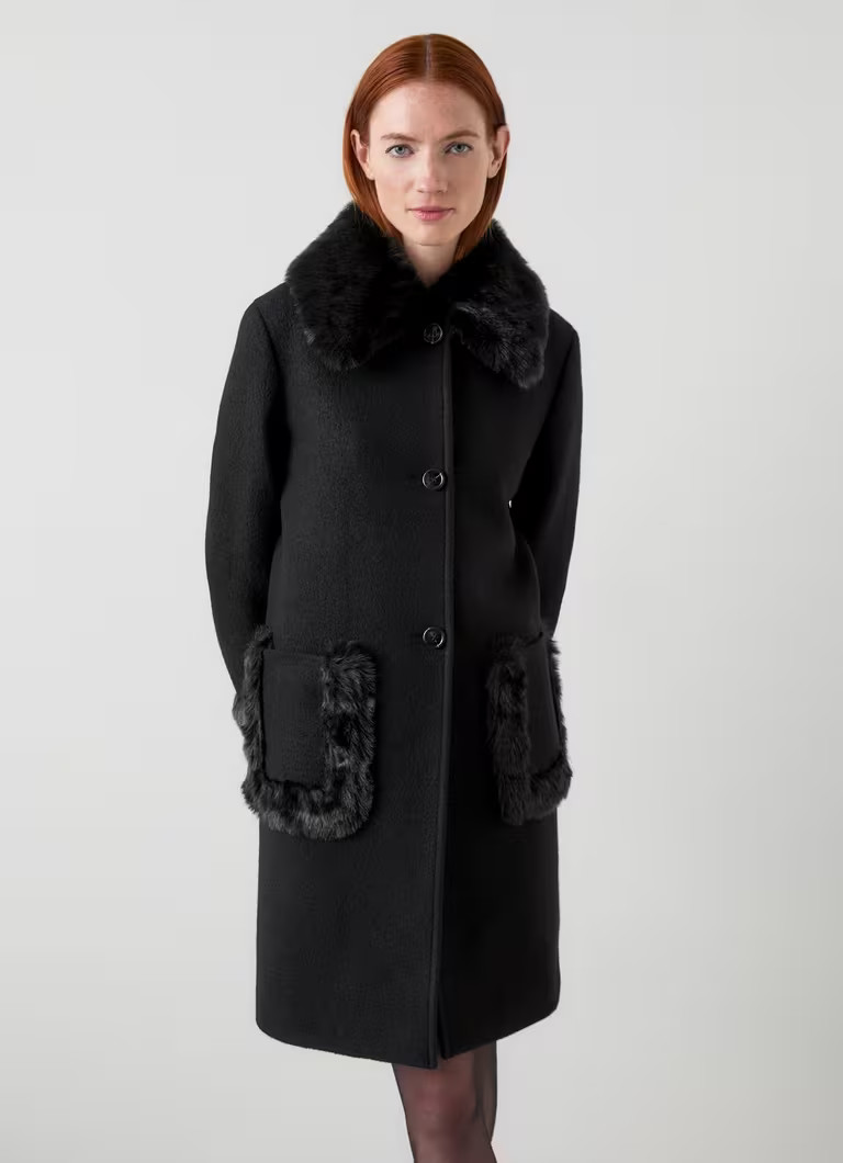 Jamie Black Plain Wool Coat | L.K. Bennett (UK)