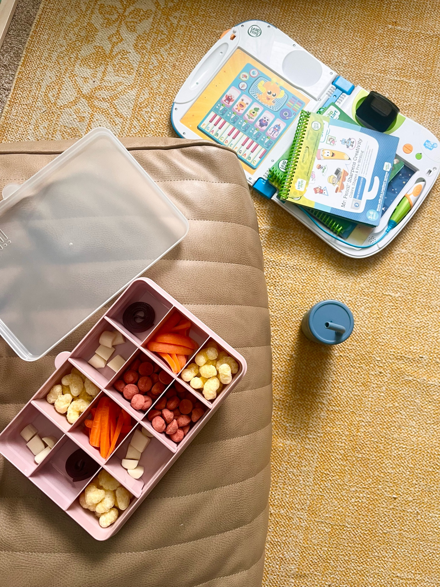 This is Sullivan’s after school set-up while I put Hayes to sleep right when we get home. I try to set up an activity for him that doesn’t include TV when possible and some kind of nutrient dense snack. We are using the leapstart and we absolutely love it - 10/10 recommend. 

#LTKfamily #LTKbaby #LTKkids