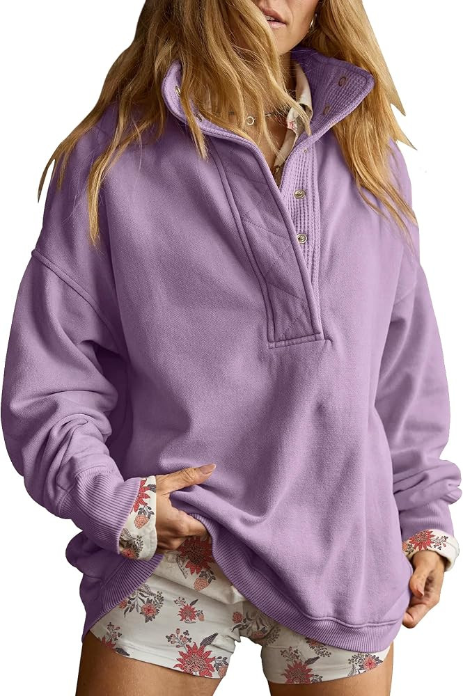 Gacaky Sweatshirt for Women Oversized Henley Neck Pullover Top Fall Outfits | Amazon (US)